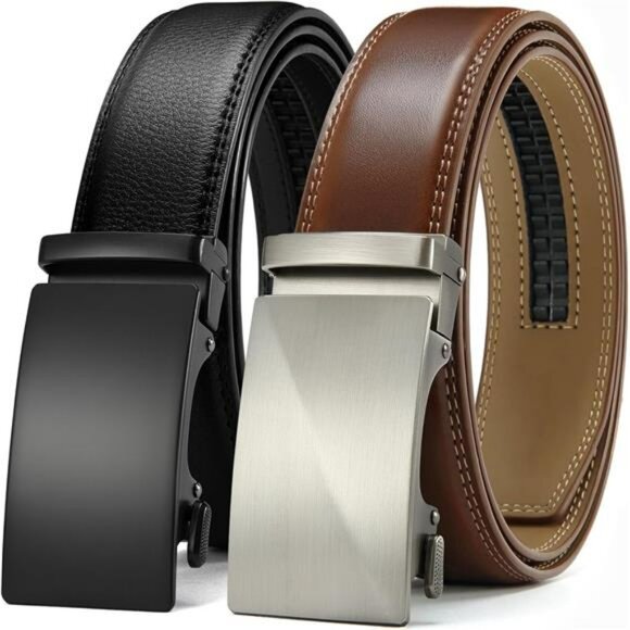 Other - Mens Leather Ratchet Belts Adjustable Dress Belt Set Black Brown Pack of 2